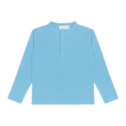 boys pura blue half button shirt with mandarin collar