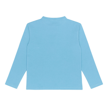 boys pura blue half button shirt with mandarin collar