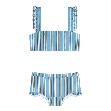 girls isla blue stripe bandeau bikini