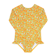 girls marigold floral rashguard one piece