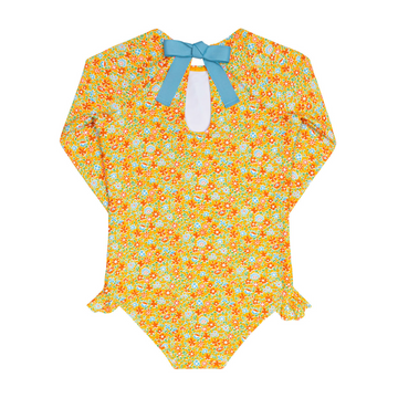 girls marigold floral rashguard one piece