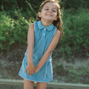 girls cerulean blue french terry tennis skort set