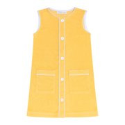 girls soleil yellow french terry button down dress