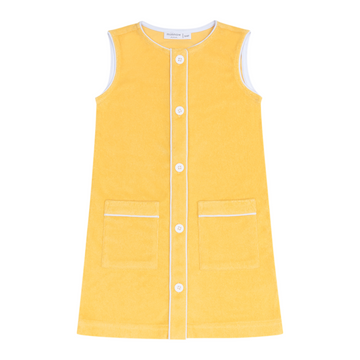 girls soleil yellow french terry button down dress
