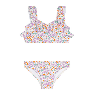 girls orchid floral v-neck ruffle bikni