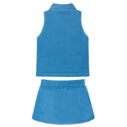 girls cerulean blue french terry tennis skort set