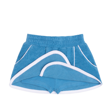 girls cerulean blue french terry tennis skort set