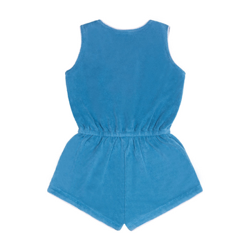 girls cerulean blue french terry romper
