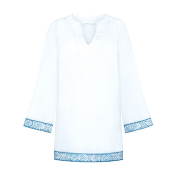 women's white linen tunic dress