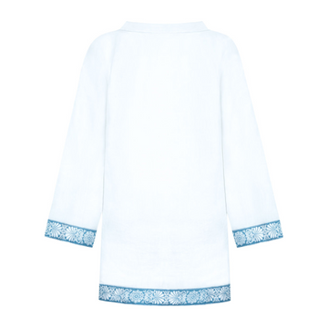 women's white linen tunic dress
