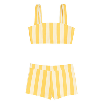 girls soleil cabana stripe bandeau bikini and swim shorts