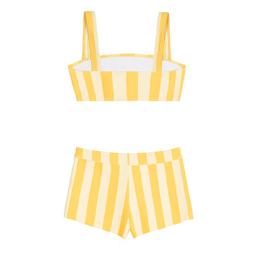 girls soleil cabana stripe bandeau bikini and swim shorts