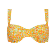 women's marigold floral bikini top with cups