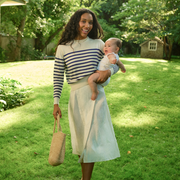 women's breton stripe cashmere cropped crewneck sweater