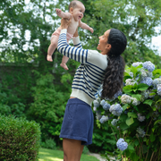 women's navy knit short