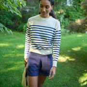 women's navy knit short