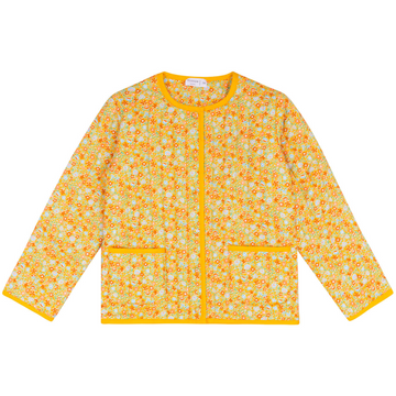 girls marigold floral quilted jacket