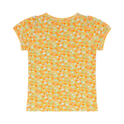 girls marigold floral puff sleeve shirt