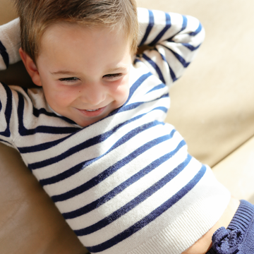unisex breton stripe cashmere crewneck sweater