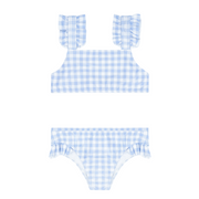 girls oasis blue gingham ruffle strap bikini