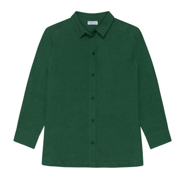 women's palma green linen button down shirt