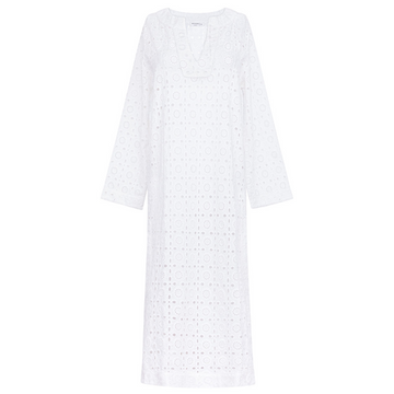 women's white eyelet kaftan