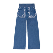 girls chambray embroidered pant