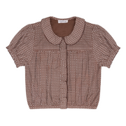 girls cafe flora puff sleeve collar top
