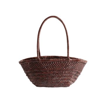 manebi dark brown leather panier tote