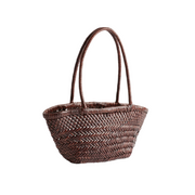manebi dark brown leather panier tote