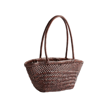 manebi dark brown leather panier tote