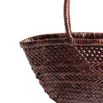 manebi dark brown leather panier tote