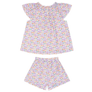girls orchid floral flutter sleeve tank set