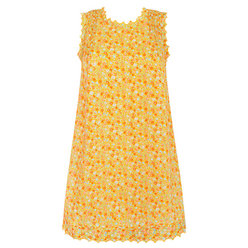 women's marigold floral pintuck dress