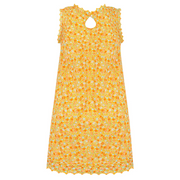 women's marigold floral pintuck dress