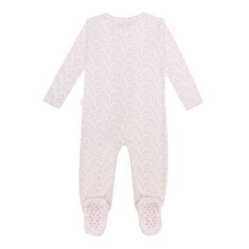 baby antique floral pima footie