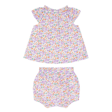 baby girls orchid floral flutter sleeve bloomer set