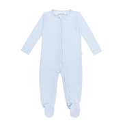 baby powder blue stripe pima footie
