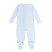 baby powder blue stripe pima footie