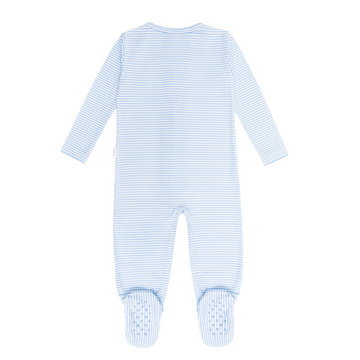 baby powder blue stripe pima footie