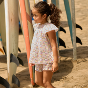 girls orchid floral flutter sleeve tank set
