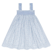girls slate floral ruffle strap smocked dress