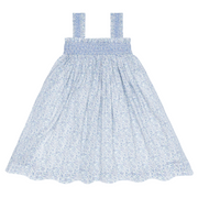 girls slate floral ruffle strap smocked dress