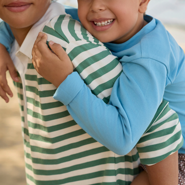boys pura blue half button shirt with mandarin collar