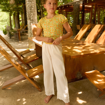 girls cream schiffly pants