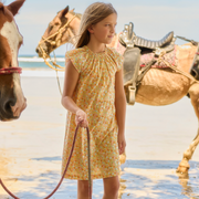 girls marigold floral shift dress