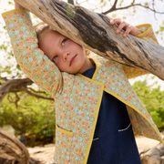 girls marigold floral quilted jacket