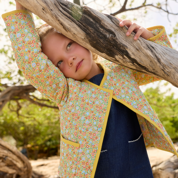 girls marigold floral quilted jacket