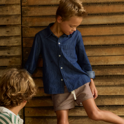 boys deep chambray collared button down shirt