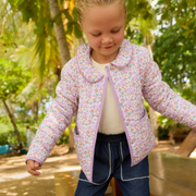 girls orchid floral quilted jacket